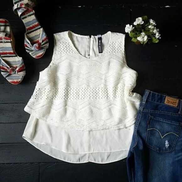 💍 Design Lab White Tank Blouse - Picture 1 of 8